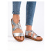 Pohodlné sandály stříbrné dámské na plochém podpatku