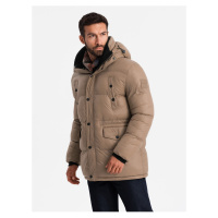 Pánská dlouhá bunda s kapsami Ombre Clothing
