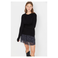 Trendyol Black Wool Knitted Detailed Knitwear Sweater