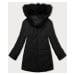Černá dámská zimní bunda s kožešinou (V715)