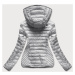 Stříbrná prošívaná dámská bunda s kapucí (B9561)