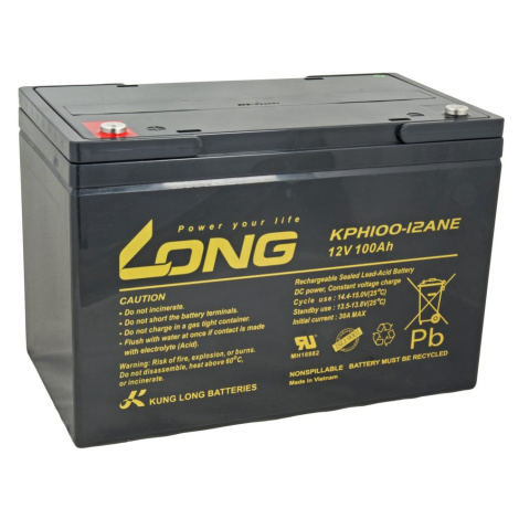 Long Olověný akumulátor DeepCycle 12V 100Ah M6 pro elektromotory