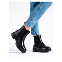 Trendy dámské kotníčkové boty černé platforma