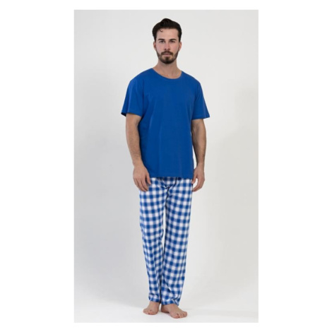 Pánské pyžamo dlouhé Vienetta Secret Karel modré | modrá