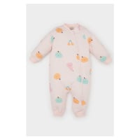 DEFACTO Baby Girl Newborn Fruit Patterned Combed Cotton Overalls