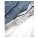 Světle modro/bílá dámská džínová bunda s kožešinovým límcem (BR9585-50026)