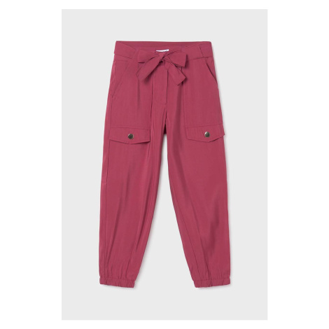 Dětské kalhoty Mayoral vínová barva, hladké