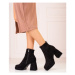 Pk Moderní kotníčkové boty dámské černé na širokém podpatku ruznobarevne