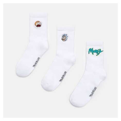 Cropp - Sada 3 párů ponožek Rick and Morty - Bílá