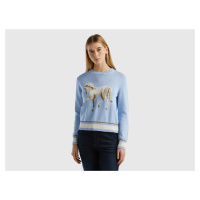 Benetton, Sweater With Horse Inlay