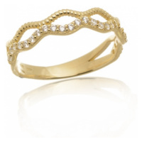 Dámský prsten ze žlutého zlata s čirými zirkony PR0476F + DÁREK ZDARMA