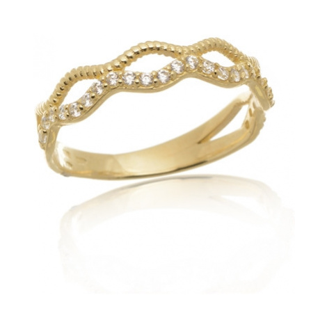 Dámský prsten ze žlutého zlata s čirými zirkony PR0476F + DÁREK ZDARMA Beneto