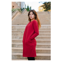 Šaty Lena červené s dlouhým rukávem z biobavlny