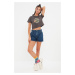 Trendyol Blue Waist Detailed Denim Shorts