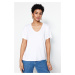 Trendyol White Viscose Basic V-Neck Knitted T-Shirt