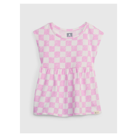 Růžový holčičí top šachovnice organic GAP