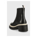 Kožené kotníkové boty BOSS Carol dámské, černá barva, na podpatku, 50498804