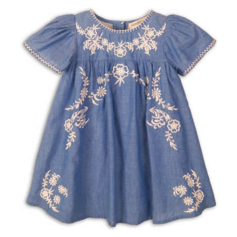 Šaty dívčí bavlněné vyšívané, Minoti, Picnic 3, modrá