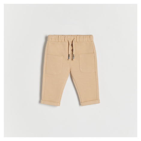 Reserved - Úpletové kalhoty s kapsami - Béžová
