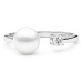 Gaura Pearls Stříbrný prsten s pravou bílou perlou Carla, stříbro 925/1000 SK21479R/17 Bílá