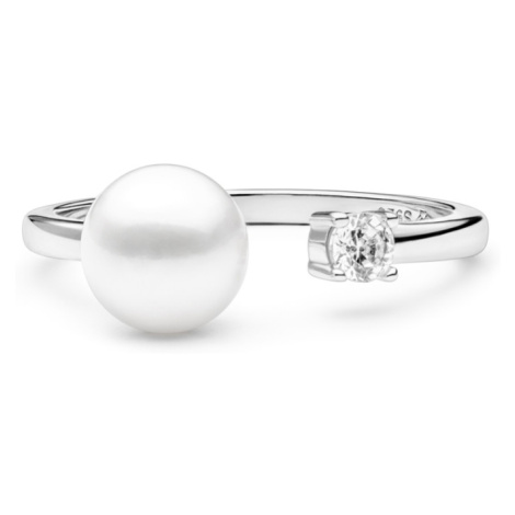 Gaura Pearls Stříbrný prsten s pravou bílou perlou Carla, stříbro 925/1000 SK21479R/17 Bílá