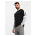 Ombre Tri-color men's sweatshirt with raglan sleeves - black