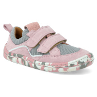 Barefoot textilní tenisky Froddo - BF D-Velcro Grey/Pink růžové