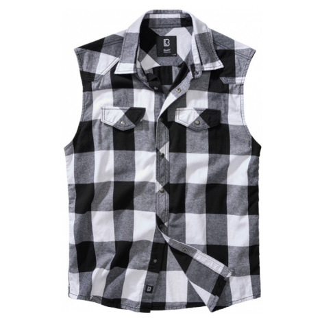 Brandit Košile Checkshirt Sleeveless bílá | černá