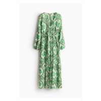 H & M - Krepové šaty's vázacím páskem - zelená