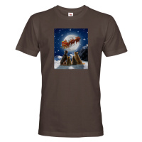 Pánské vánoční tričko s potiskem santových saní - skvělé vánoční tričko