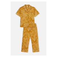 Dagi Mustard Meter Printed Shirt Collar Plus Size Pajama Set