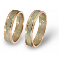 Snubní prsteny červenobílé zlaté 0107 + DÁREK ZDARMA
