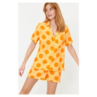 Trendyol Yellow Multicolored Polka Dot Viscose Woven Pajama Set