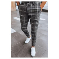 Pánské tmavě šedé kostkované chino kalhoty Dstreet UX3957