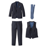 Oblek (4dílná souprava): sako, kalhoty, vesta, kravata