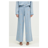 Džíny adidas Originals Femme Galore Denim Rhinestone Pants dámské, high waist, JN3020