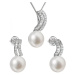 Evolution Group Souprava stříbrných šperků s pravými perlami Pavona 29037.1 (náušnice, řetízek, 