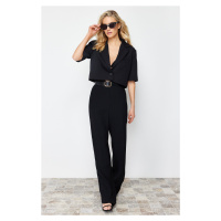 Trendyol Black Crop Short Sleeve Woven Blazer Jacket