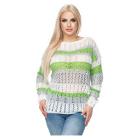 Pruhovaný háčkovaný svetr barevný pulovr NEON 30060