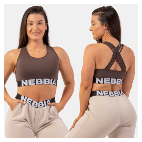 NEBBIA - Fitness podprsenka Cross Back 410 (brown) - NEBBIA