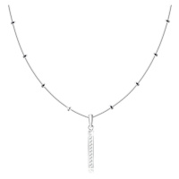 Stříbrný 925 náhrdelník - řetízek s hadím vzorem, tenký obdélník se zirkony