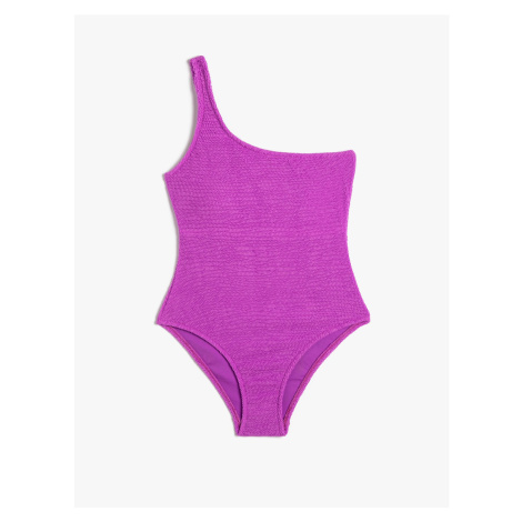 Koton One Shoulder Swimsuit Textured