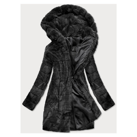 Černá dámská bunda - kožíšek s kapucí (br9746-1) S'WEST