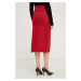 Bavlněná sukně Answear Lab červená barva, midi, pouzdrová