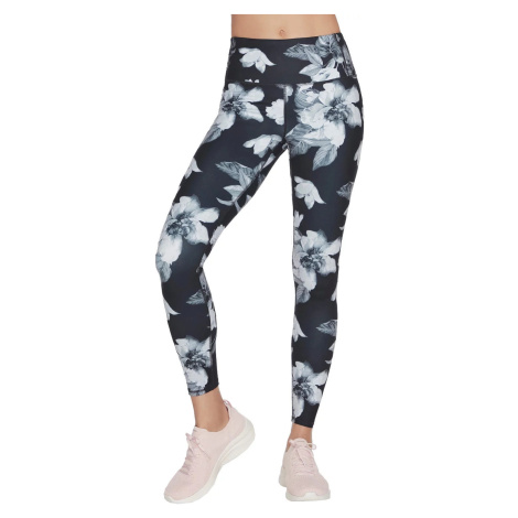 ČERNÉ KVĚTOVANÉ LEGÍNY SKECHERS GO SCULPT MAGNOLIA DREAMS HW LEGGING Květinový vzor