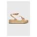 Kožené sandály Tommy Hilfiger TH STRAP GOLD PLATFORM dámské, zlatá barva, na platformě, FW0FW077