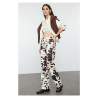 Trendyol Multicolored Cow Print High Waist Wide Leg Jeans