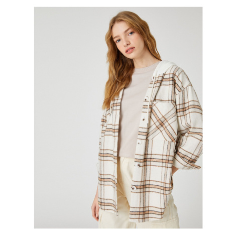Koton Oversize Lumberjack Shirt Jacket Hooded Long Sleeve
