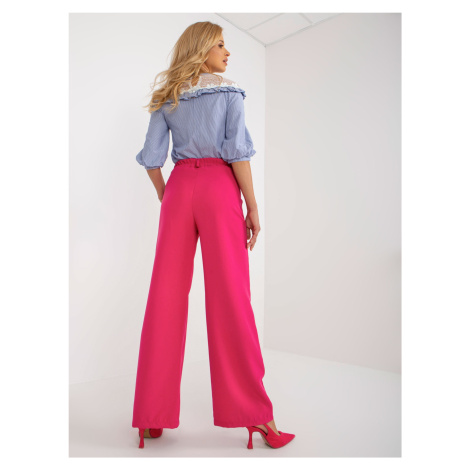 Tmavě růžové široké kalhoty ze švédského materiálu Fashionhunters