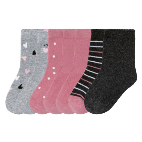 lupilu® Dívčí ponožky s BIO bavlnou, 7 párů (šedá / tmavě růžová / antracitová)